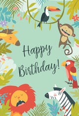 Wild Animals - Happy Birthday Card